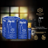 Lady Blue 6ml perfume bottle by Majestic Perfumes India, featuring a sleek blue design and elegant packaging.