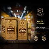 Majestic Perfumes India Millionaire 6ml perfume bottle with elegant design, showcasing luxury fragrance packaging.