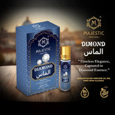 Elegant image of a diamond-shaped 8ml perfume bottle by Majestic Perfumes India.