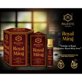 Royal Miraj 6ml perfume bottle by Majestic Perfumes India, featuring a sleek design and elegant fragrance packaging.
