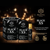 Black XS 6ml fragrance bottle by Majestic Perfumes India, with sleek black packaging and stylish design.