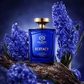 Majestic Perfumes India Ecstasy Blue 110ML perfume bottle with a sleek blue design and elegant cap.