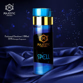 Majestic Perfumes India Spell 200ML fragrance bottle with elegant design and clear label, showcasing the perfume's packaging.
