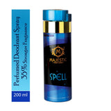 Majestic Perfumes India Spell 200ML perfume bottle with white background, showcasing sleek glass design and label.