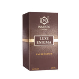 Majestic Perfumes India Luxe Enigma 100ML perfume bottle with elegant design and clear glass showcasing the fragrance.