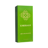 Emerald 100ml perfume bottle by Majestic Perfumes India, featuring a sleek green design and elegant packaging.