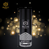 Majestic Perfumes India BLACK OUT perfume bottle with sleek black design and minimalist label, displayed on a plain background.