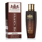 Majestic Perfumes India Spray Me Jade Rose 100ml perfume bottle with floral design and pink accents.
