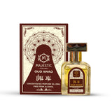 Majestic Perfumes India Oud Awad 20ml perfume bottle with elegant packaging and dark amber-colored liquid inside.