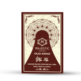 Majestic Perfumes India Oud Awad 20ml bottle with elegant packaging and gold accents, showcasing a luxurious perfume design.