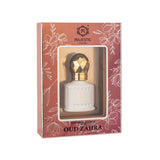Majestic Perfumes India Oud Zahra 10ml perfume bottle with elegant design and floral accents on a white background