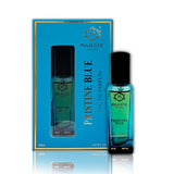 Elegant bottle of Majestic Perfumes India Pristine Blue 20ML perfume with a sleek design and blue accents.