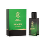 Majestic Perfumes India Khalifa 100ML perfume bottle with sleek design and clear glass showcasing the fragrance.