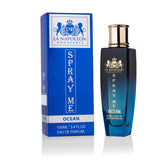 Majestic Perfumes India Spray Me Ocean 100ml fragrance bottle with ocean-inspired design and clear cap.