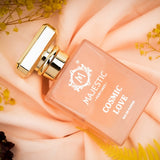 Cosmic Love 50ML perfume by Majestic Perfumes India, with a sleek glass bottle and cosmic-themed design.