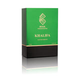 Majestic Perfumes India Khalifa 100ML perfume bottle with clear glass and gold accents, elegant fragrance packaging.