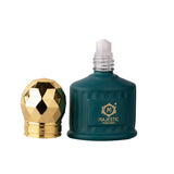 Sapphire 10ml perfume bottle by Majestic Perfumes India with a sleek glass design and a blue liquid fragrance inside.