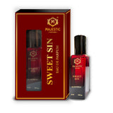 Sweet Sin 20ML perfume bottle by Majestic Perfumes India, showing the elegant glass container with a decorative cap.