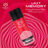 Majestic Perfumes India Last Memory perfume bottle with elegant design and gold accents on a neutral background.