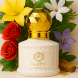 Majestic Perfumes India Oud Zahra 10ml perfume bottle with elegant packaging and dark amber liquid inside.