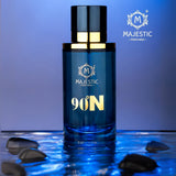 Majestic Perfumes India 90 N 100ml perfume bottle with elegant design and clear labeling, showcasing the fragrance container.
