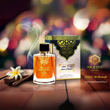Ameer Al Dhahab perfume bottle by Majestic Perfumes India, 100ML, with elegant gold and black design, displayed on a neutral background.