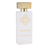 Elegant diamond-shaped perfume bottle of Majestic Perfumes India Diamond 100ML with clear glass and a sleek design.