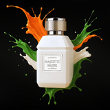 Majestic Musk perfume bottle by Majestic Perfumes India, 80ML, with elegant design and clear label on a plain background