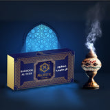 Majestic Perfumes India Bakhoor Al Teeb in a decorative container, traditional incense for home fragrance and aromatic ambiance.