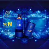 Majestic Perfumes India 90 N 100ml perfume bottle with sleek design and clear glass showcasing the fragrance inside.