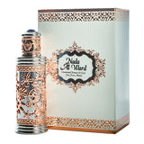 Majestic Perfumes India Nada Al Ward 12ml perfume bottle with elegant gold cap and clear glass showcasing the fragrance.