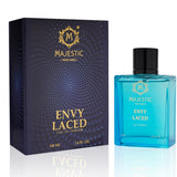 Envy Laced Majestic Perfumes India 100ML bottle with elegant packaging and clear glass design.