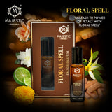 Majestic Perfumes India Floral Spell 20ML perfume bottle with floral design and clear glass presentation.