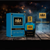 Green Radiance 100ML perfume bottle by Majestic Perfumes India, featuring a sleek green design and elegant packaging.