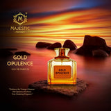 Golden bottle of Majestic Perfumes India Gold Opulence 100ML perfume, elegant packaging and luxurious design.