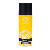 Majestic Perfumes India Ability perfume bottle with elegant gold cap and clear glass body, showcasing the fragrance inside.