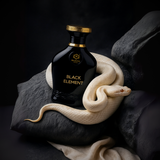 Black Element perfume bottle by Majestic Perfumes India, 100 ML, sleek black design with elegant branding.