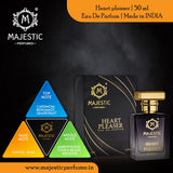 Majestic Perfumes India Heart Pleaser 50ML perfume bottle with a sleek design and elegant packaging.