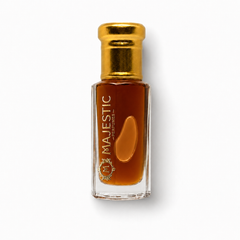 Majestic Perfumes India Mukhallat Malliki 12ml perfume bottle with elegant design and gold accents.