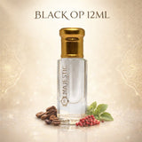 Majestic Perfumes India Black OP 12ML perfume bottle with sleek black design and clear display of fragrance label