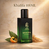 Majestic Perfumes India Khalifa 100ML perfume bottle with elegant design and clear label, showcasing luxurious fragrance packaging.