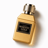 Elegant image of Majestic Gold perfume bottle from Majestic Perfumes India, showcasing its luxurious gold design and 80ml size.