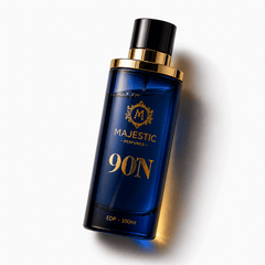 Majestic Perfumes India 90 N 100ml perfume bottle with elegant design and clear labeling, displayed on a neutral background.