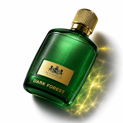 Dark Forest perfume by Majestic Perfumes India in a sleek bottle with a dark green and black design, elegant and sophisticated.