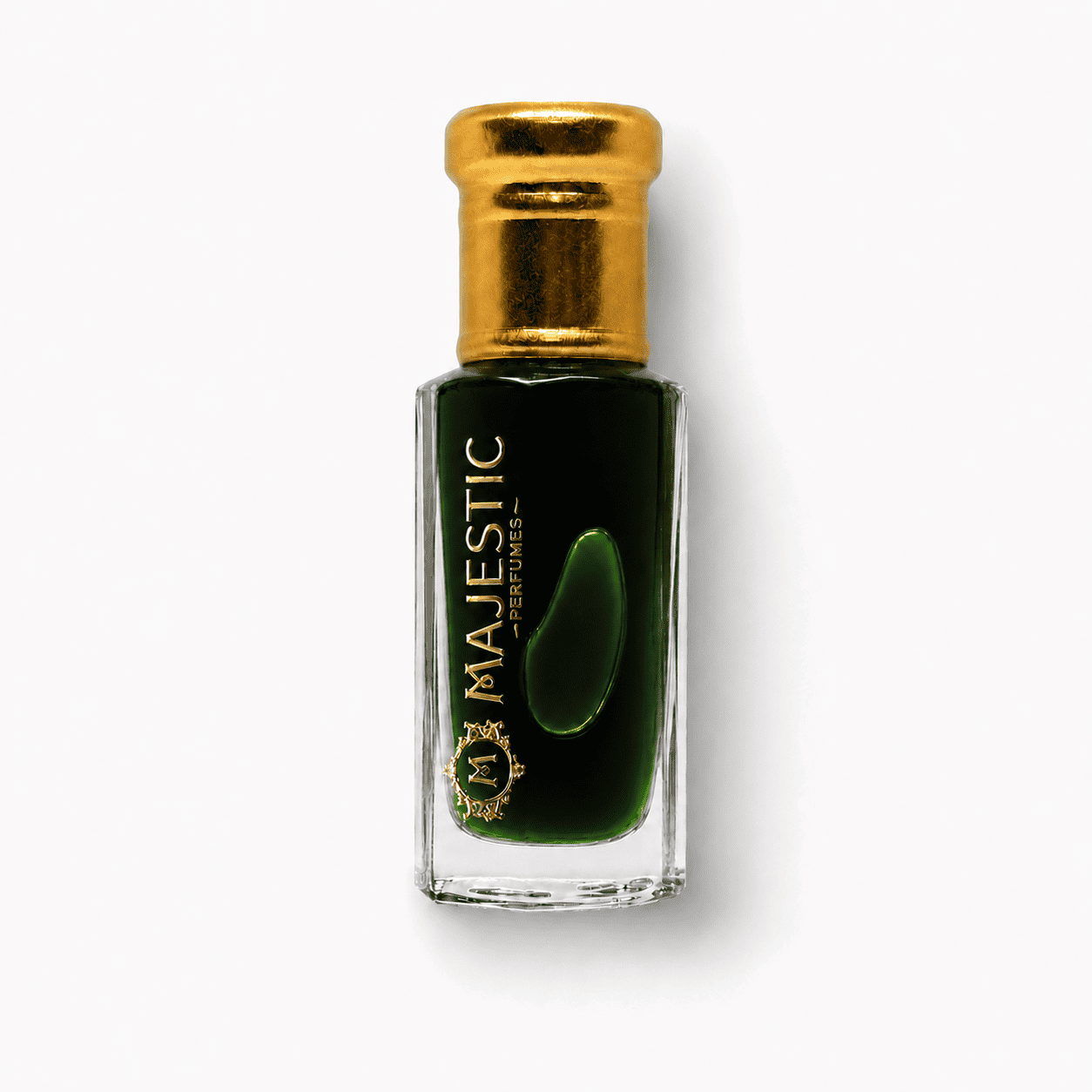 Majestic Perfumes India Ruh Khus 12ml perfume bottle, elegant design, showcasing the fragrance's packaging.