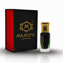 Majestic Perfumes India Ruh Khus 12ml perfume bottle with elegant design and clear branding visible.