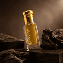 Majestic Perfumes India Kashmiri Oud 12ml bottle, showcasing the elegant glass container and rich oud fragrance.