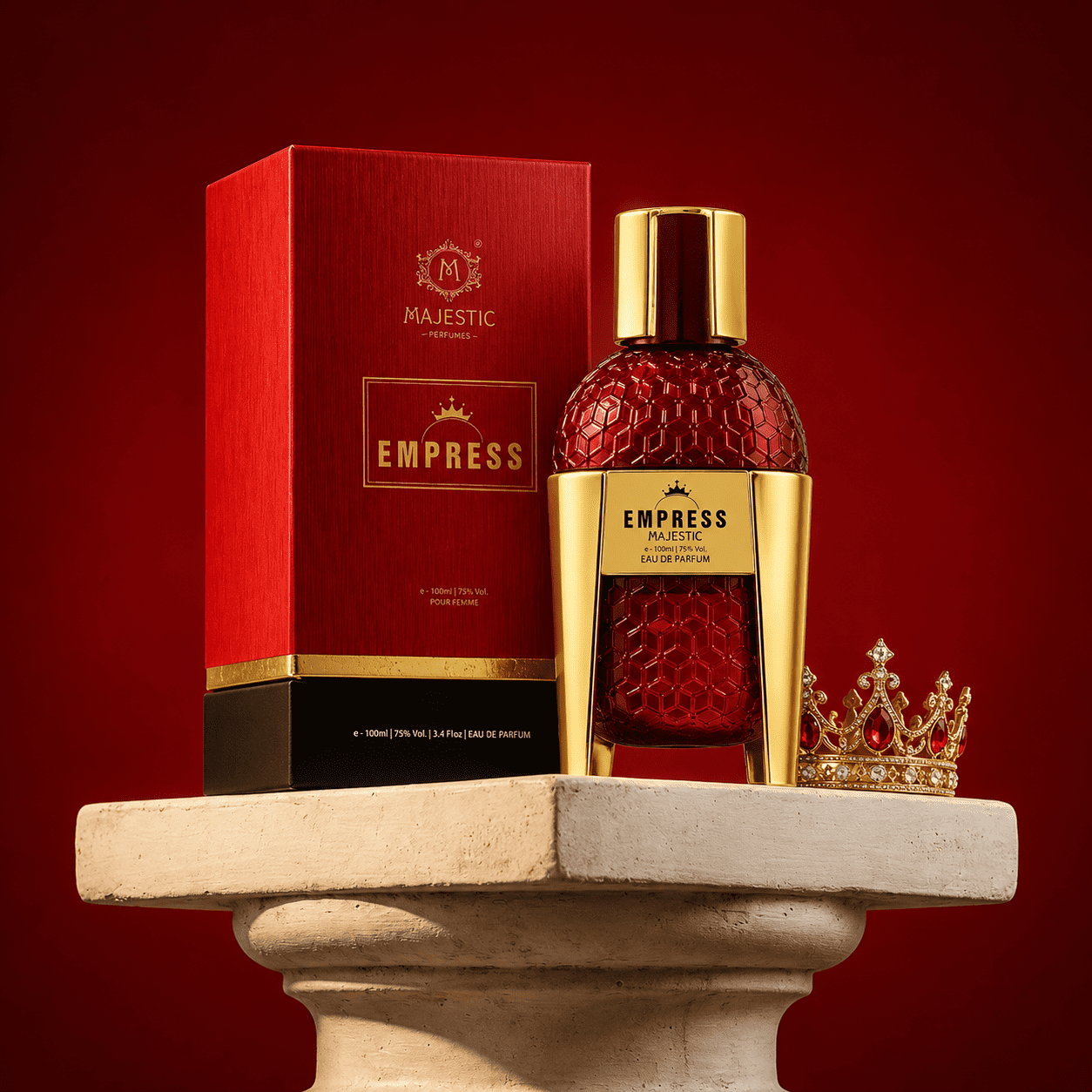 Majestic Perfumes India Empress 100ML perfume bottle with elegant packaging and a sleek design.