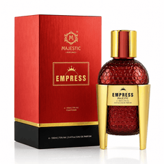 Majestic Perfumes India Empress 100ML perfume bottle with elegant design and clear label on a neutral background.