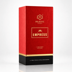 Majestic Perfumes India Empress 100ML elegant perfume bottle with a sleek design and decorative cap.